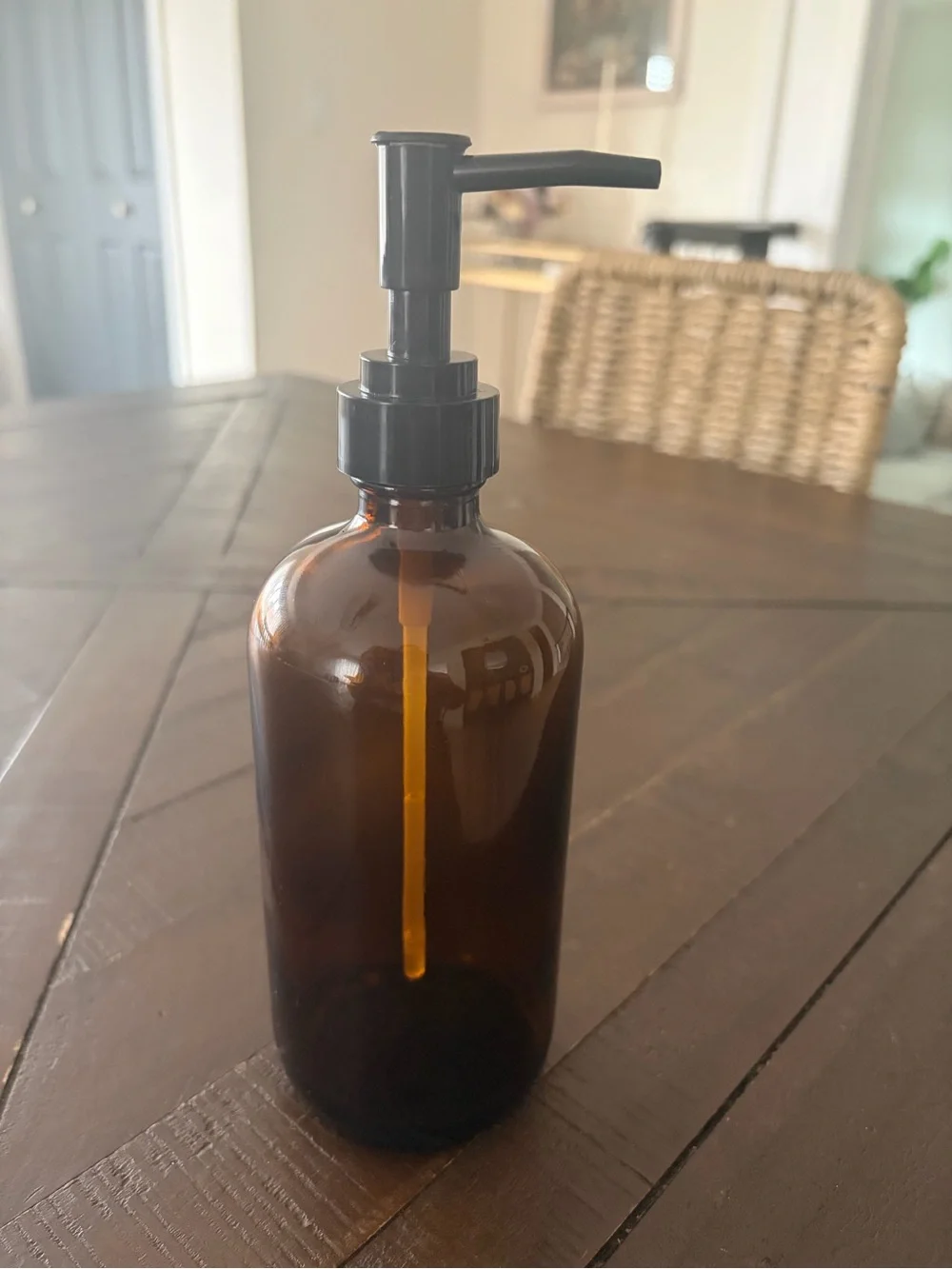 glass amber soap pump dispenser 420ml new